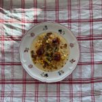 Sotad Pilgrimsmussla med Stuvad Majs